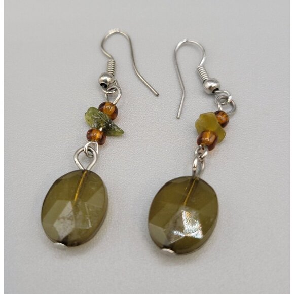 Multi-Strand Necklace and Matching Earrings Set Stone Plastic and Metallic Beads - Picture 6 of 8